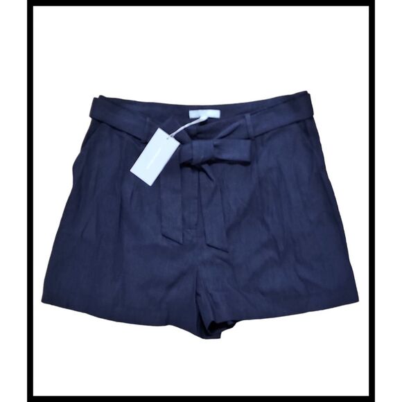 NWT Antonio Melani Amee Linen Blend Belted High Rise Shorts Abyss Blue 16 NEW - Picture 9 of 9